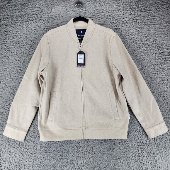 Ben Sherman Jacket Mens Medium Tan Long Sleeve Full Zip *NWT*